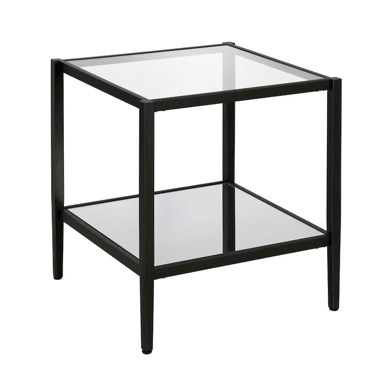 Hera 20" Wide Square Side Table with Mirror Shelf - 20" Wide - Blackened Bronze