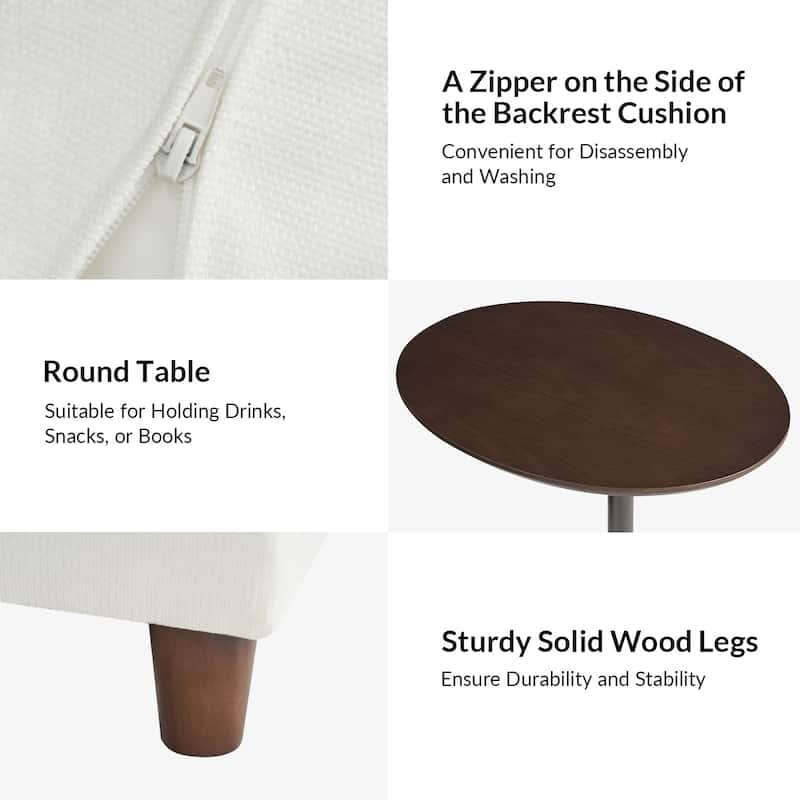 Mattia 125" Modern Under-seat Storage Sectional Sofa with Round Table and Solid Wood Legs by HULALA HOME