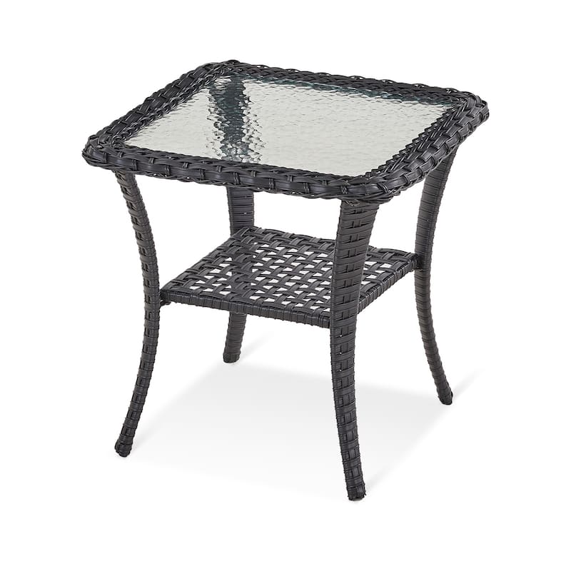 Patio Wicker Coffee Table with Storage