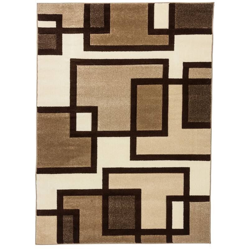Well Woven Ruby Imagination Squares Modern Geometric Area Rug - 5' 3" x 7' 3" - Cream - Runner/Rectangle