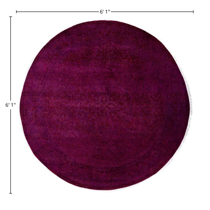 Overdyed One-of-a-Kind Hand-Knotted Area Rug - Purple - 6' 1" x 6' 1"