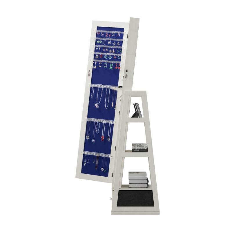 Jewelry Cabinet Armoires with Full Length Mirror, 360° Rotating Lockable Storage Cabinet