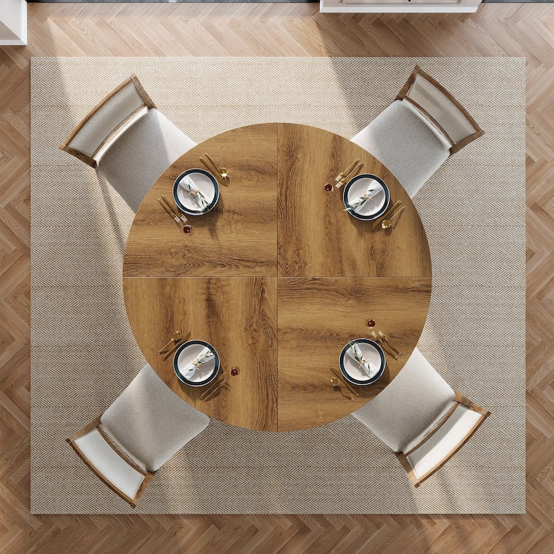 Wood Dining Table, Round Kitchen Table, Living Room Bistro Dinner Accent Table