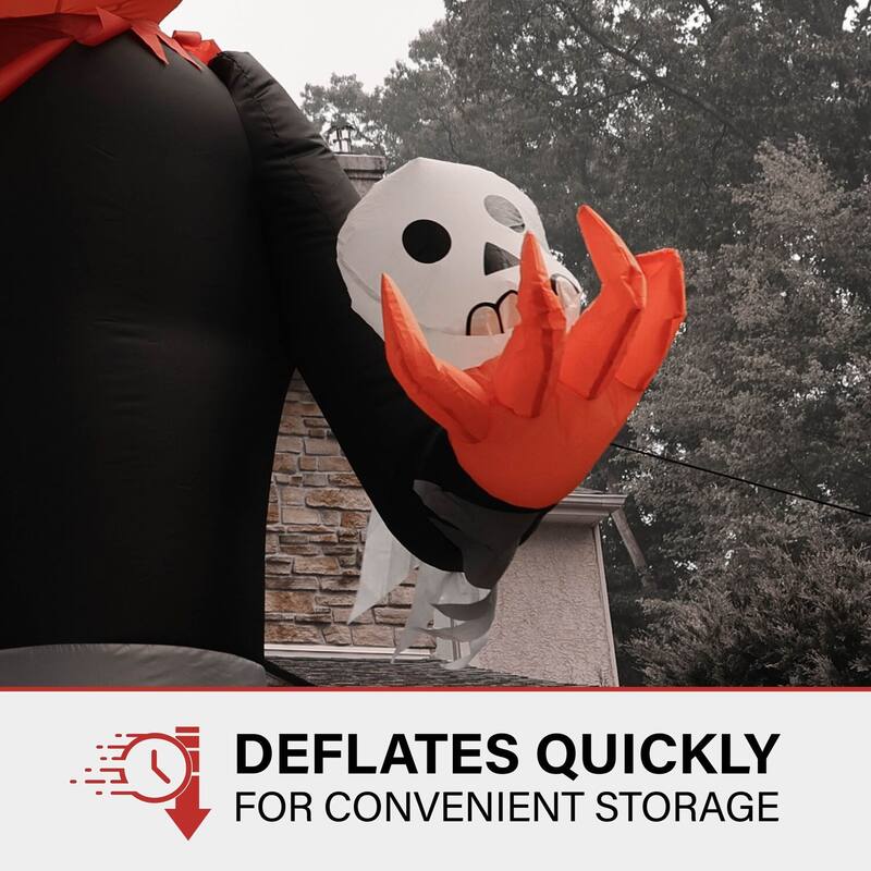 Haunted Hill Farm 12-Ft. Tall Pre-lit Inflatable Jack-O-Lantern Man with Top Hat and Skull