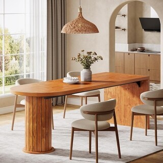 78.74-Inch Ellipse Dining Table, Wood Extra Large Dining Room Table ...