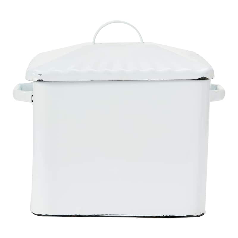 Enameled Metal Bread Box with "Bread" Message