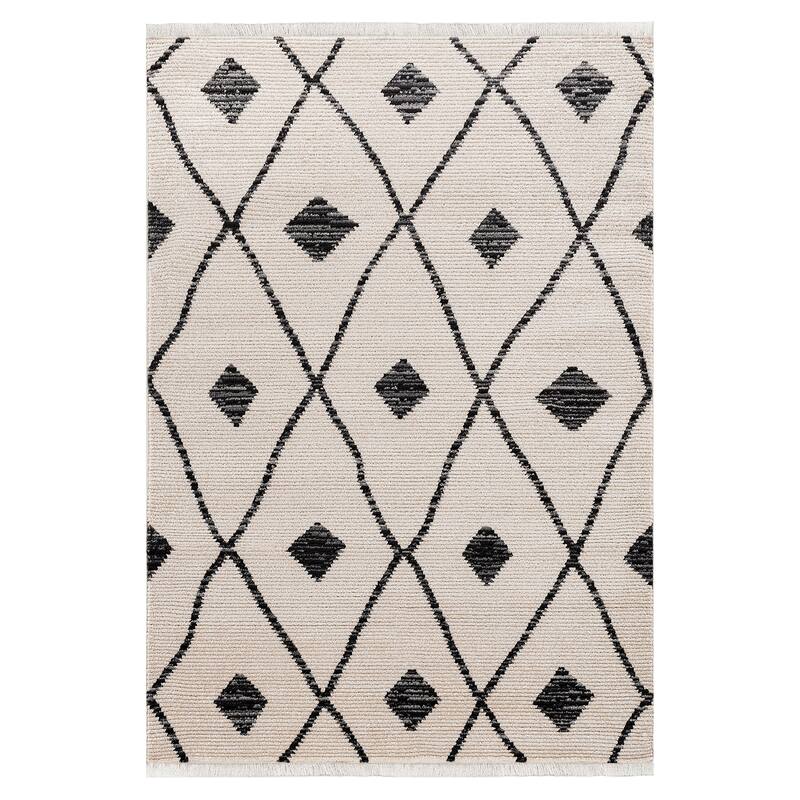 Juniper Collection Ivory Machine Made Indoor Area Rug