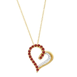 10k Gold July Birthstone Small Prong-set Created Ruby Circle Necklace ...