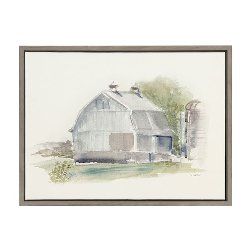 Kate and Laurel Sylvie Barn 1 Framed Canvas by Patricia Shaw - 18x24 - Plastic - Grey