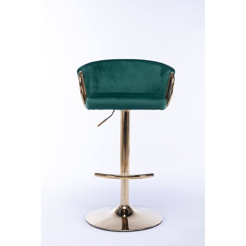 Velvet Swivel Bar Stools Set of 2, Counter Height Dining Chair with Padded Seat, Kitchen Island Stools with Footrest