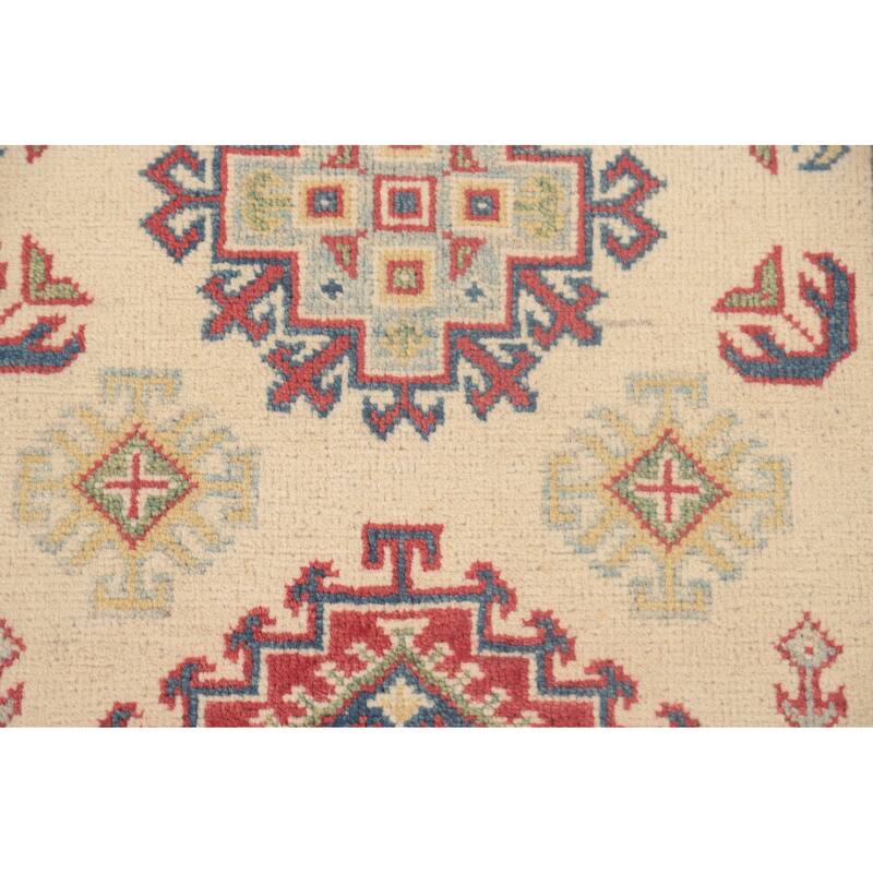 Geometric Kazak Foyer Rug Hand-Knotted Oriental Wool Carpet - 2'9" x 4'3"