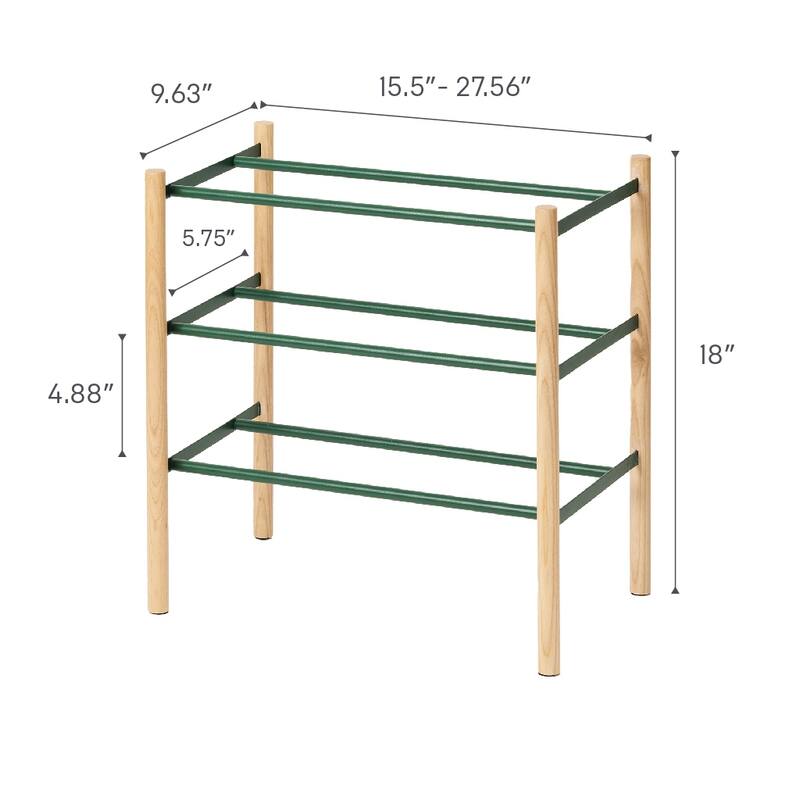 Yamazaki Home Expandable Shoe Rack, Steel, Holds 12 to 16 shoes, Holds 19.8 lbs, Expandable