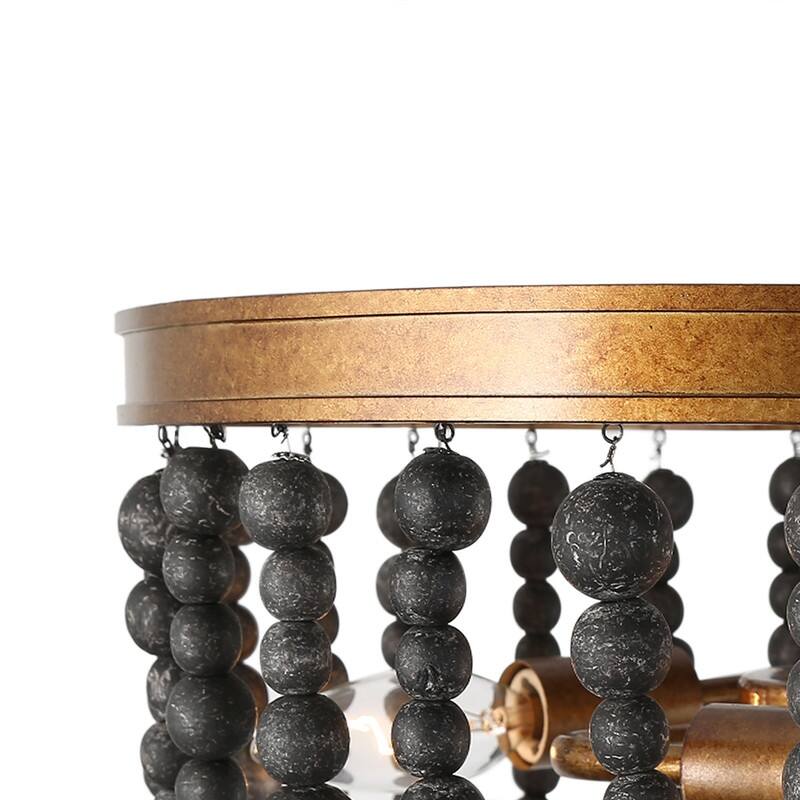 Genzi Boho Glam 3-light Brass Beads Semi-flush Mount Ceiling Light Entryway Dining room - D14"*H14"