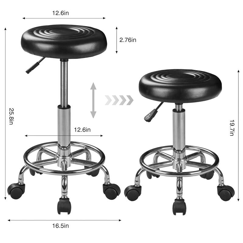 Javlergo PU Leather Salon Stool with Footrest 360° Swivel Adjustable Height Rolling Stool for Salon Medical & Home Use