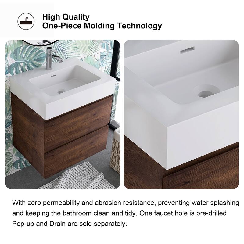 Floating Bathroom Vanity with Solid Surface Top