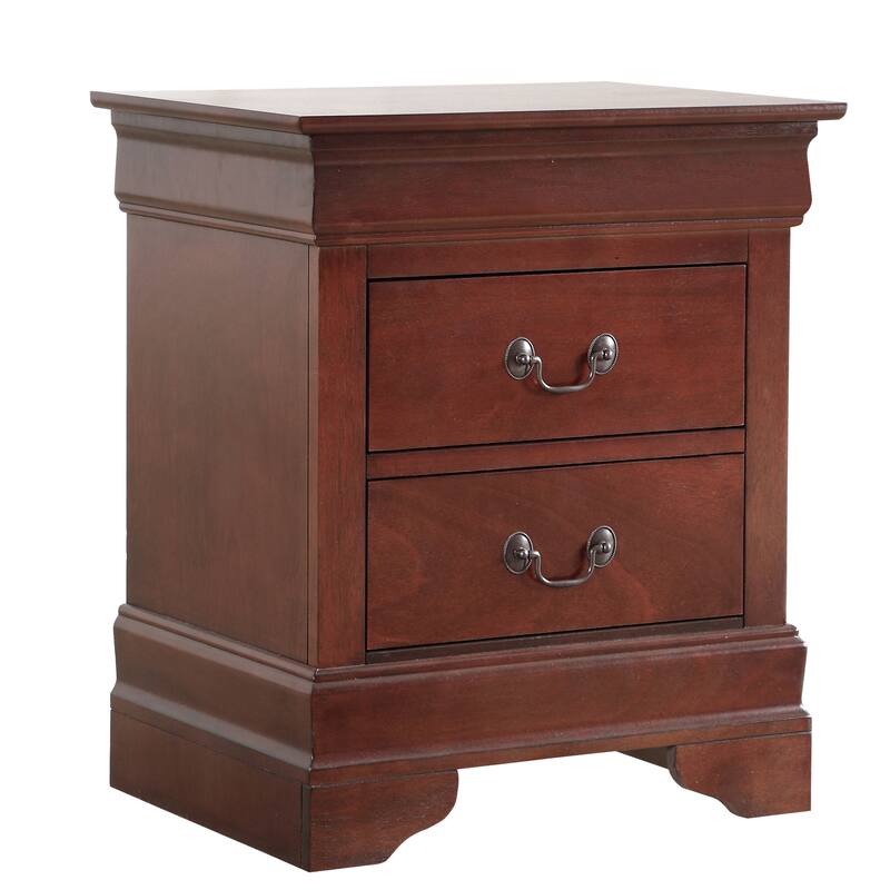 Cherry Finish Nightstand with Two Drawers, Durable and Elegant Bedroom Storage