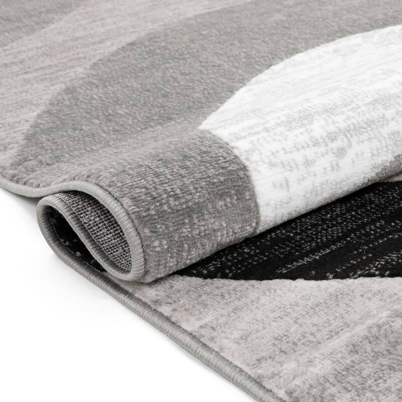 Well Woven Modern Geometric Circles Grey Runner Rug - 2' x 7'3"