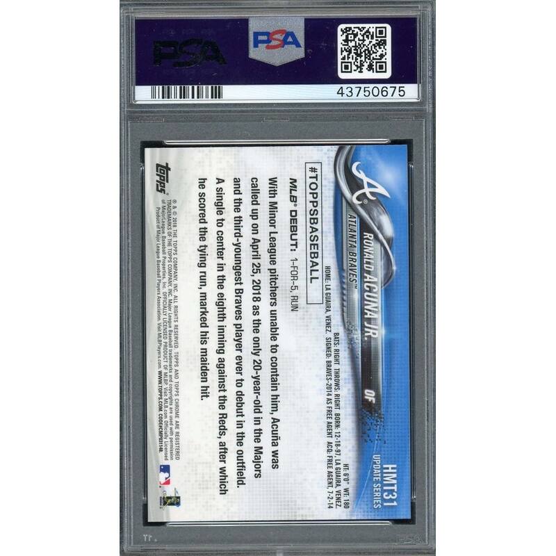 Ronald Acuna Jr 2018 Topps Chrome Update Baseball Rookie Card RC #HMT31 Graded PSA 10 GEM MINT - 8'6" x 11'6"