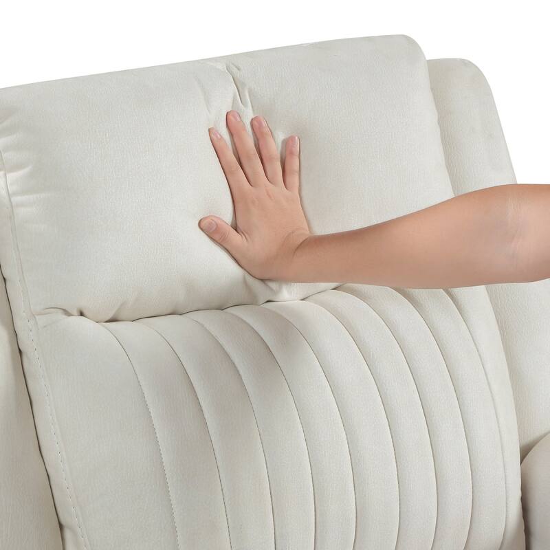 Lenore 39.5" Microfiber Manual Double Reclining Sofa - Tab Pull Motion