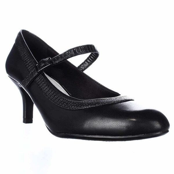 Easy Street Cecilia Mary Jane Pumps, Black/Lizard