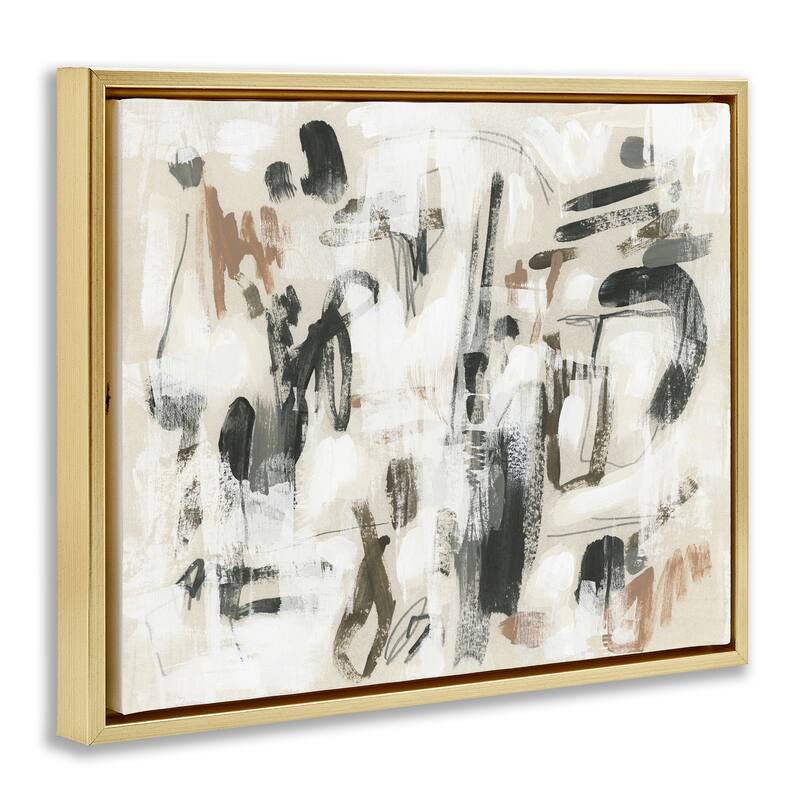 Stupell Chaotic Earthy Strokes Framed Floater Canvas Wall Art Design By June Erica Vess