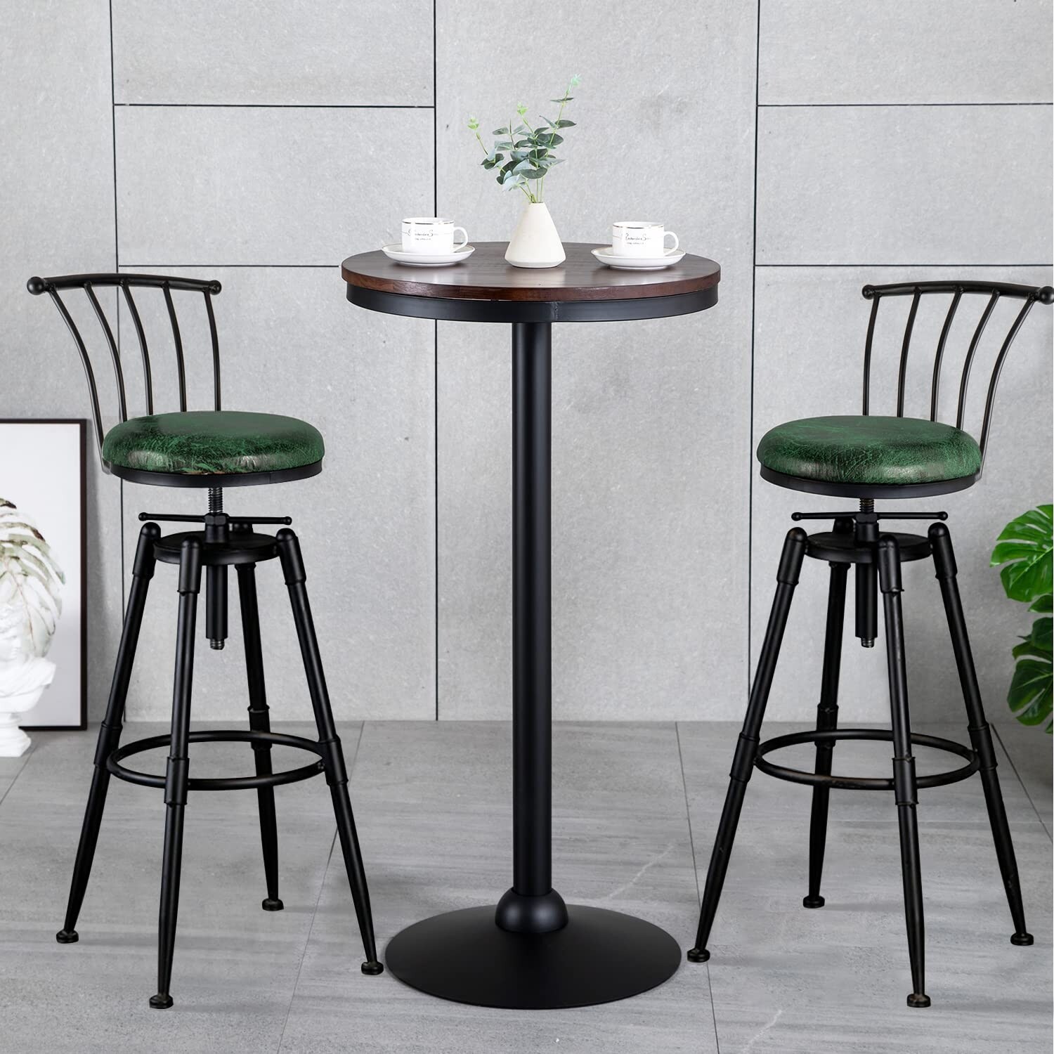 Bar Chair(Set of 2) Vintage Industrial Bar Stool-Farmhouse Swivel