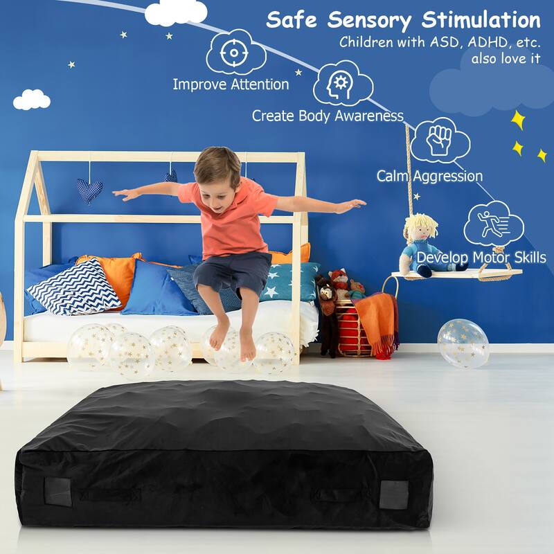 Costway 57" x 57" Crash Pad Sensory Mat with Foam Blocks & Washable - See Details