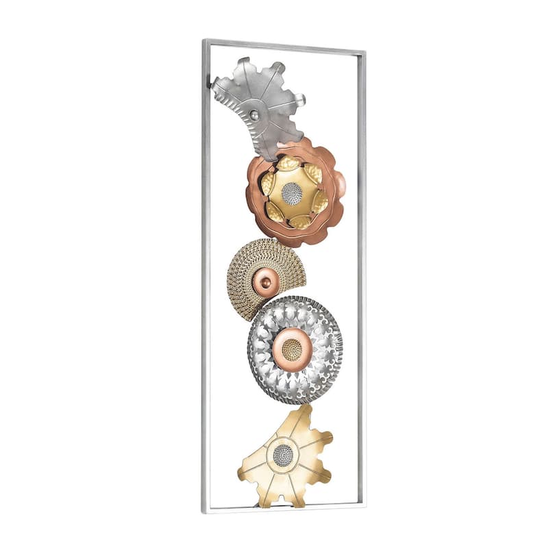 Adeco Metal Wall Decor with Frame Flowers Set of 2 Wall Art Sculptures