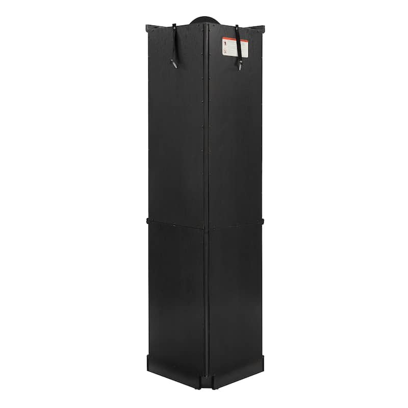 Lighted Corner Curio Cabinet, Glass Display Cabinet with Adjustable Shelves, Accent Cabinet with Curved Top Carving