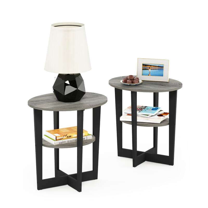 Furinno JAYA Oval End Table, Set of Two