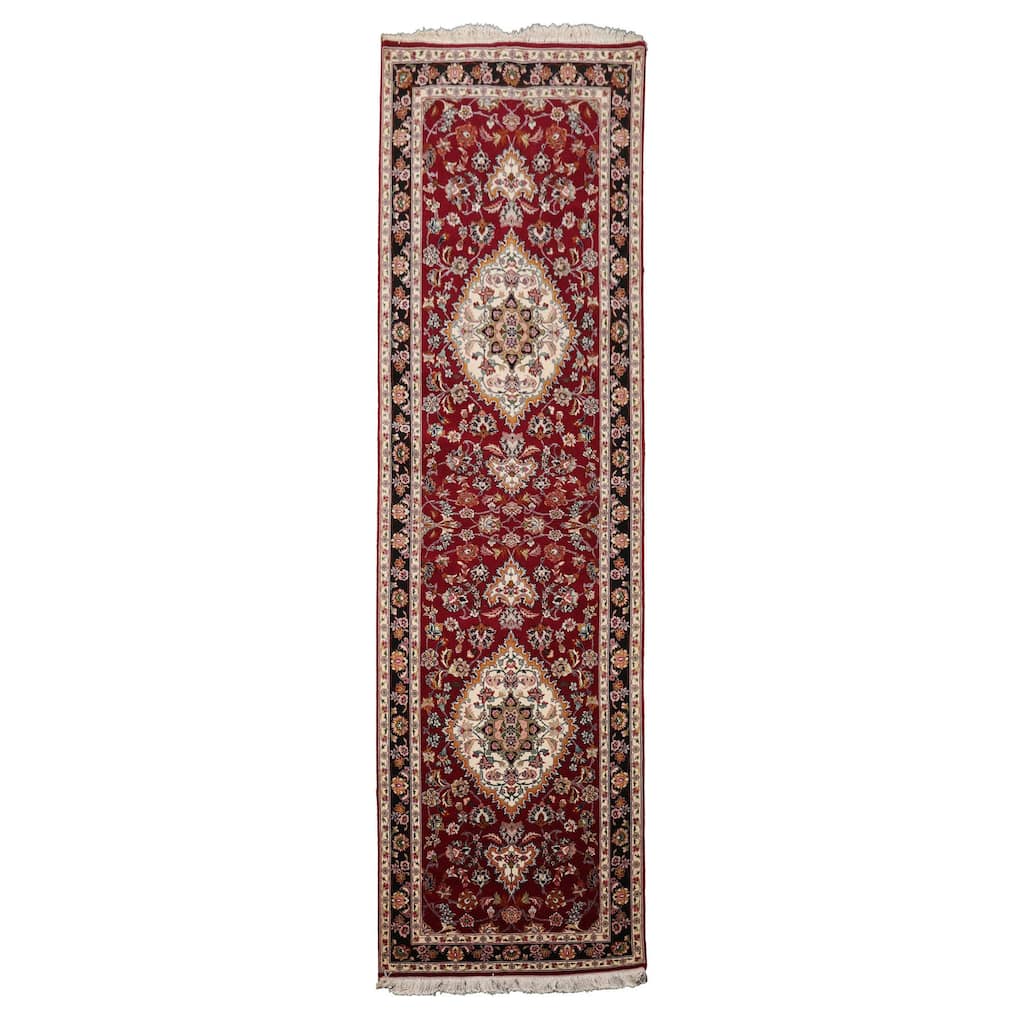 2'9''x9'6'' Runner Hand Knotted Wool Burgundy Traditional 300 KPSI Rug - 2' 9'' x 9' 6''
