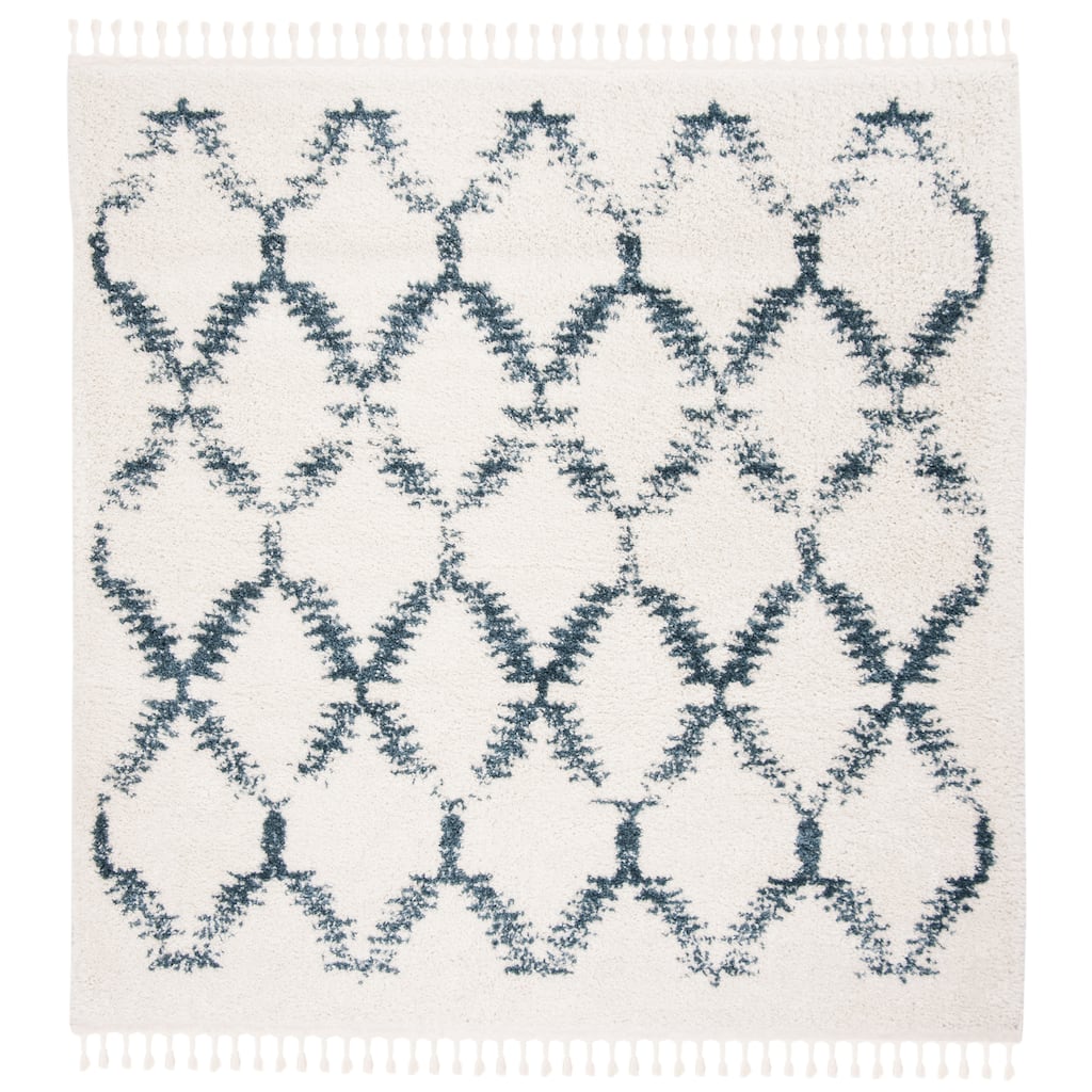 SAFAVIEH Berber Fringe Hassanah Lillis Trellis 1.2-inch Thick Rug - 6'7" Square