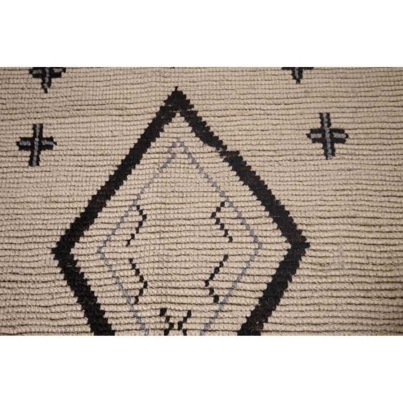 All-Over Geometric Moroccan Modern Area Rug Handmade Wool Carpet - 7'8"x 10'10"