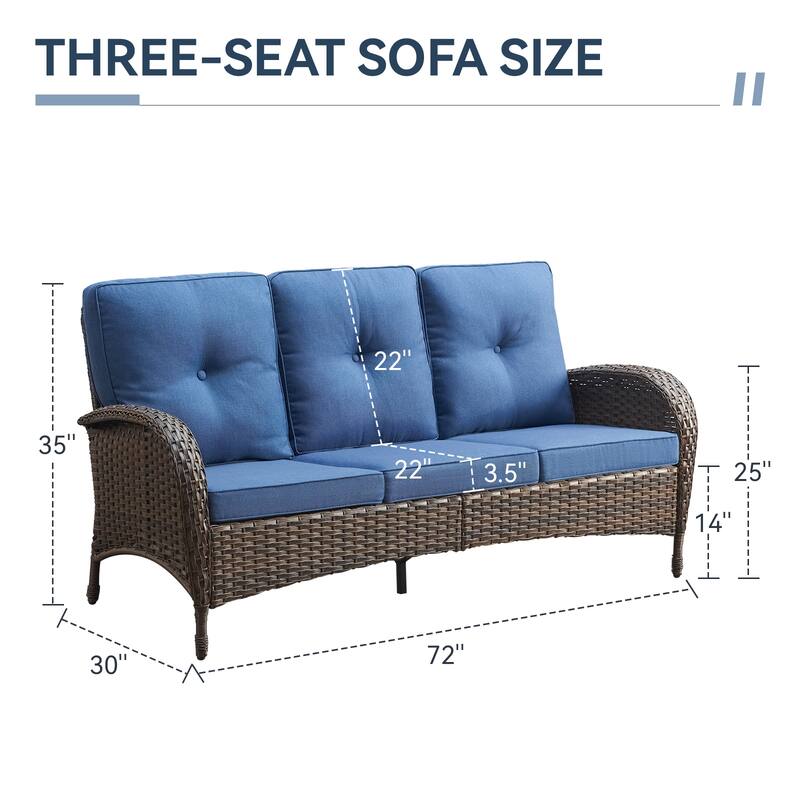 Gymojoy 3-Seat Outdoor Wicker Sofa with Professional Outdoor Cushions