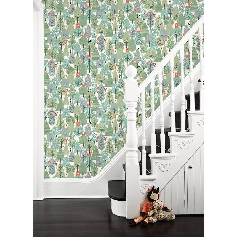 Chesapeake Quillen Green Forest Wallpaper - 20.9 x 396 x 0.025