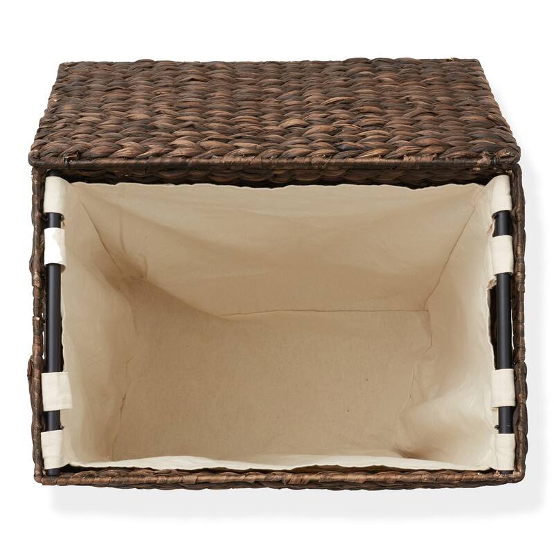 Large Laundry Hamper Basket w Lid and Liner Water Hyacinth