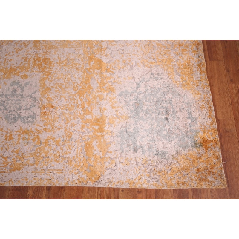 Contemporary Colorful Abstract Area Rug Handmade Wool Carpet - 7'10" X 9'11"