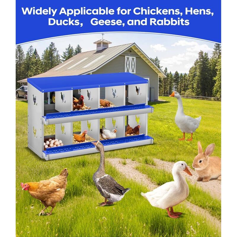 8 Compartment Nesting Box, Chicken Laying Box, Easy to Clean and Install