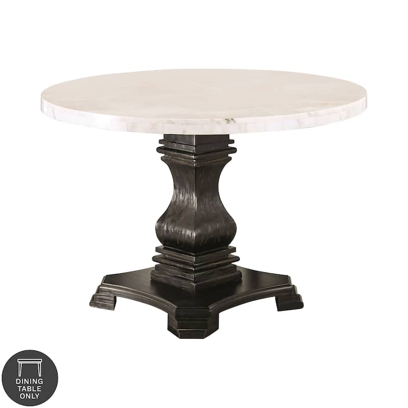 Furniture of America Brec Rustic White 48-inch Pedestal Dining Table - White