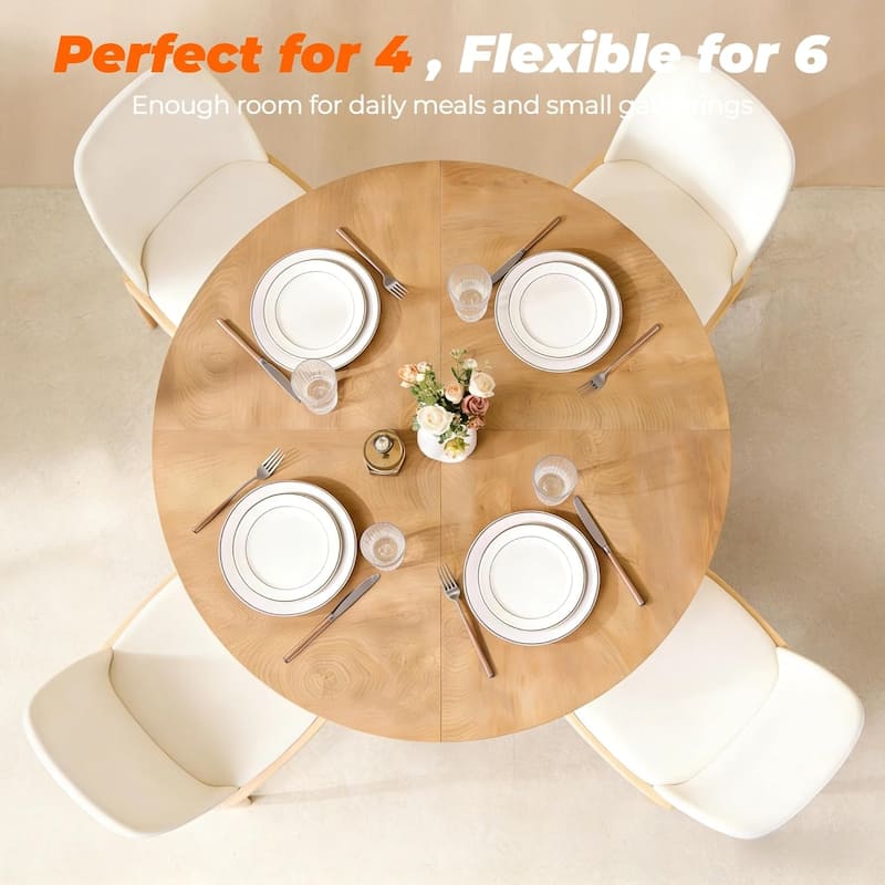 47" Modern Round Dining Table, Thickened Kitchen Table for Dining Room