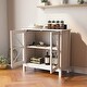preview thumbnail 4 of 10, Sideboard Cabinet Display Buffet Storage Cabinet with Double Glass Doors