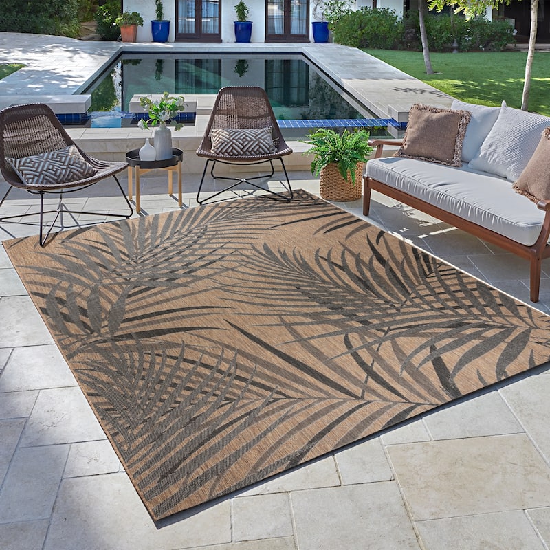 Gertmenian Paseo Paume Casual Palm Leaf Flatweave Indoor/ Outdoor Area Rug