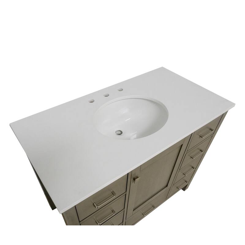 KitchenBathCollection Horizon 42" Bathroom Vanity with Engineered White Top