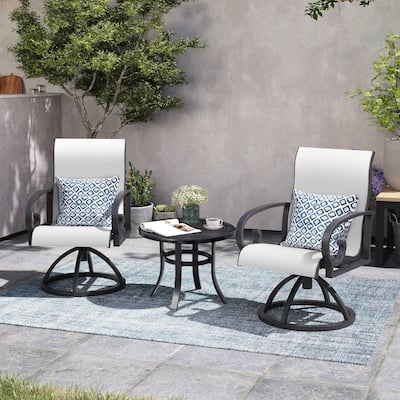 Patio Swivel Dining Chairs with Sunbrella Textilene Mesh Fabric, Outdoor Furniture Gentle Rocker Chair with Back and Arm
