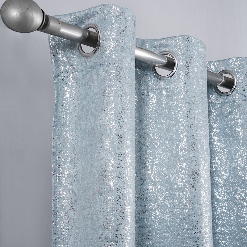 Dainty Home 2 Pack Artisinal 100% Blackout Grommet Curtain Panel Pair with 3D Lurex Texture