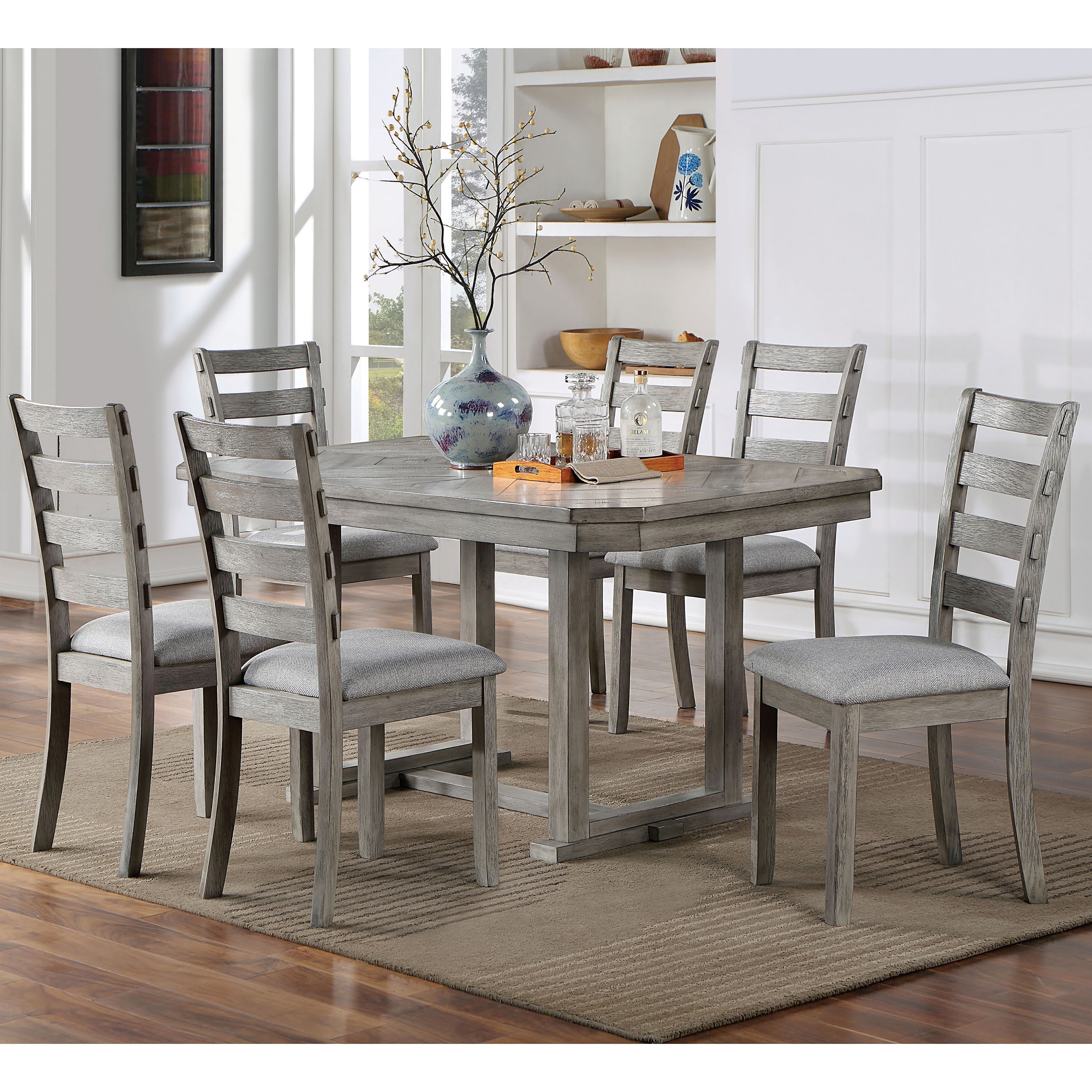 Furniture of America Bura Rustic Grey 7-piece Dining Table Set