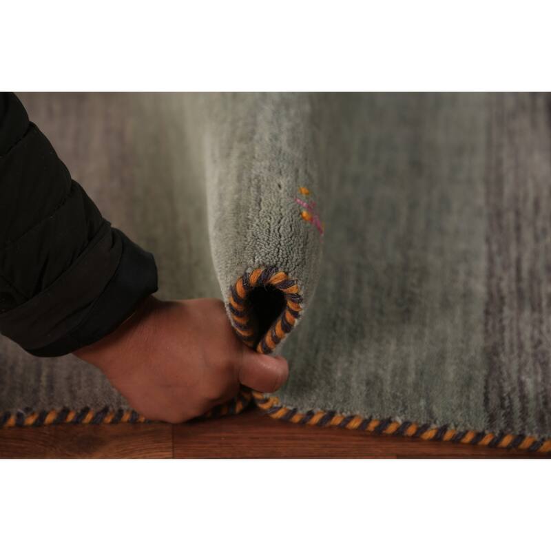 Striped Tribal Gabbeh Oriental Area Rug Handmade Wool Carpet - 4'10" x 7'10"