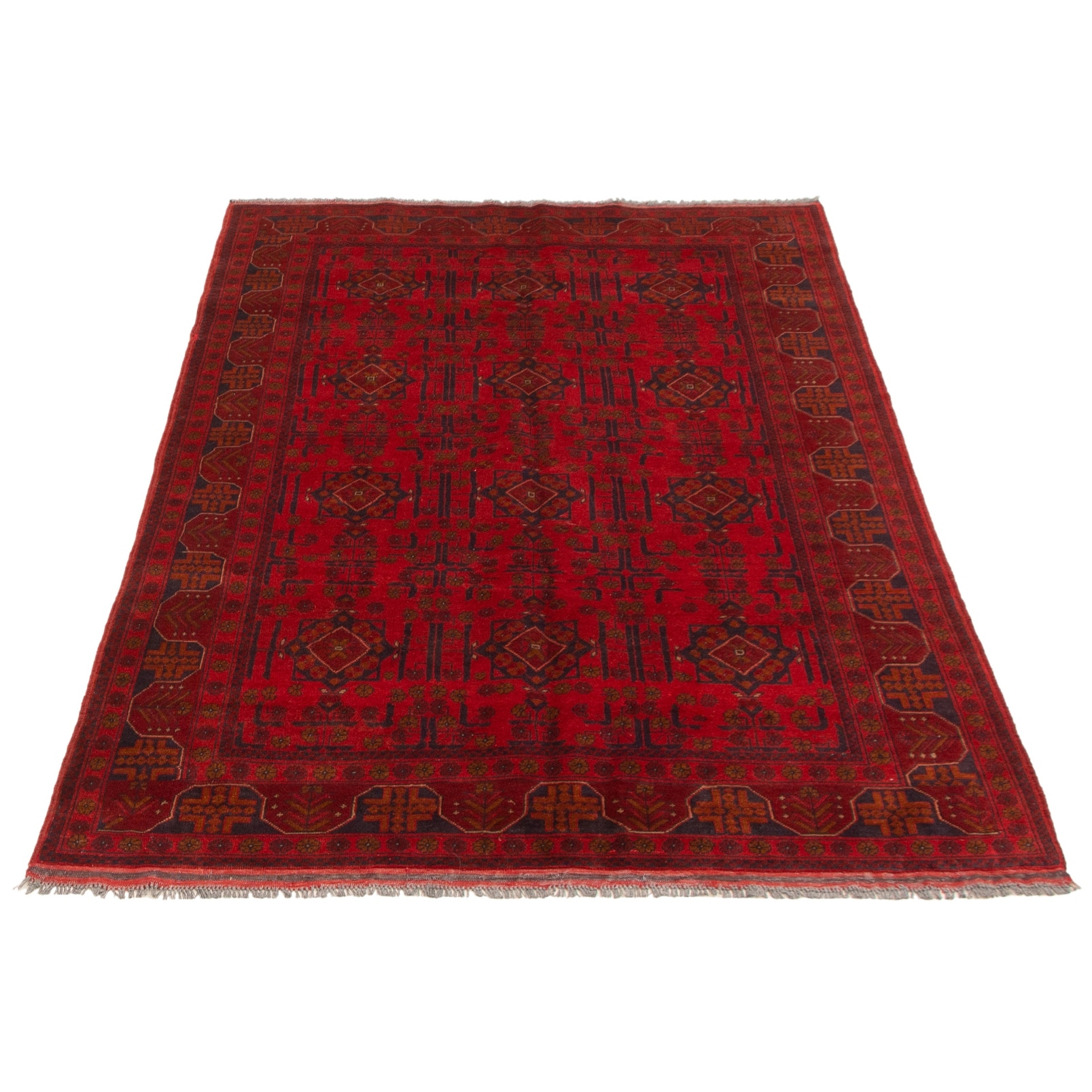 360410 Finest Khal Mohammadi Bordered Red Rug 5'9 x 8'0 Hand-Knotted Wool Rug Bedroom eCarpet Gallery Area Rug for Living Room 