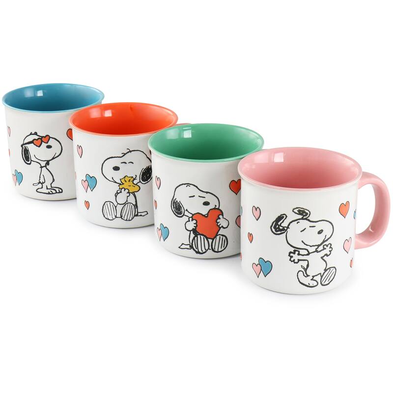 Peanuts Mothers Love 4 Piece 21 Ounce Camper Mug Set in Assorted Designs