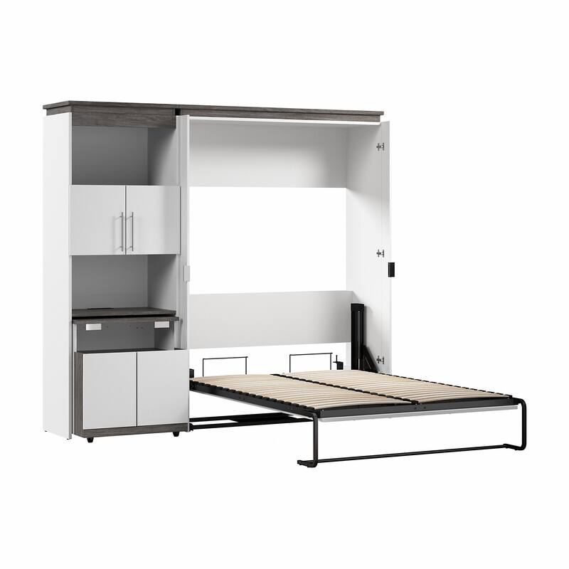 Orion Full Murphy Bed with Storage Cabinet and Fold-Out Desk by Bestar